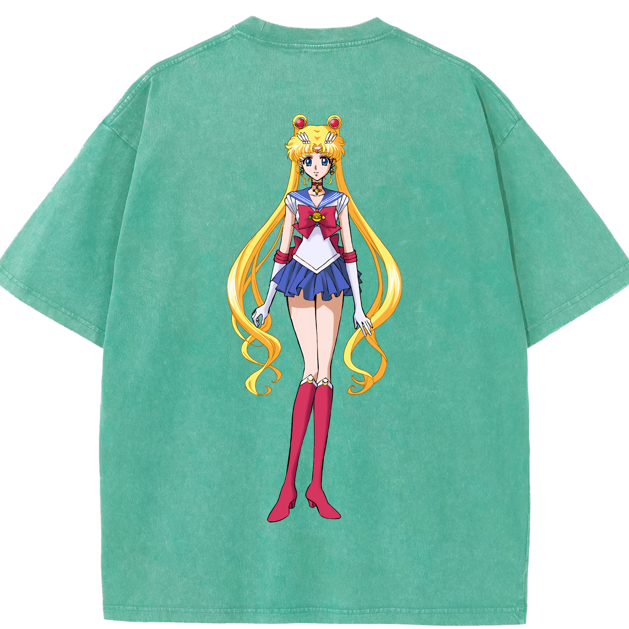（画像用） 美少女戦士セーラームーン 月野 うさぎ つきの うさぎ Sailor Moon Tsukino Usagi 綿100% ヴィンテージ風 半袖Tシャツ（背面プリント）
